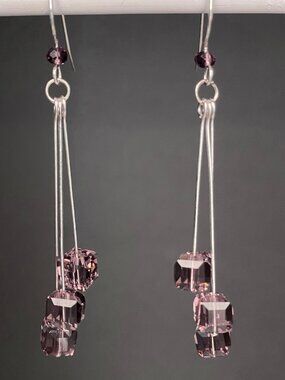 Cascade Mauve Taupe Crystal Drop Earrings
